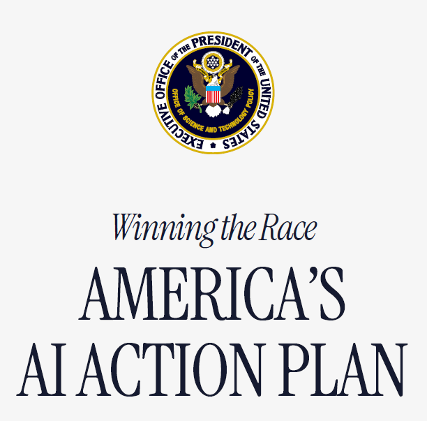 America’s presidential seal with text covering AI topics
